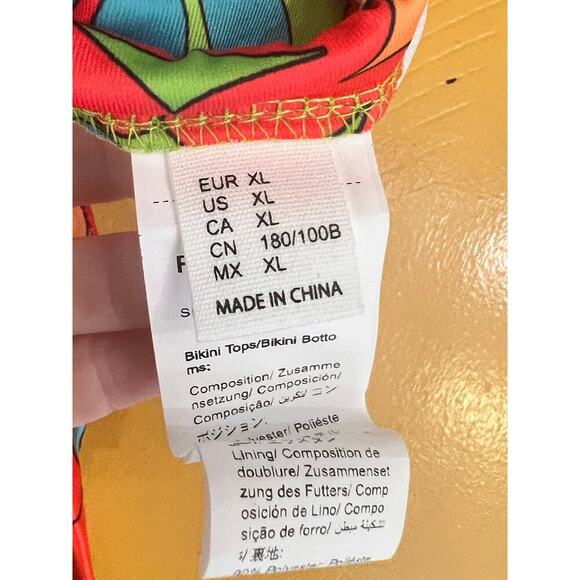 NWOT Women's Swimwear Floral Triangle Bikini Top Side Tie Bottom Multicolor XL - Picture 5 of 6